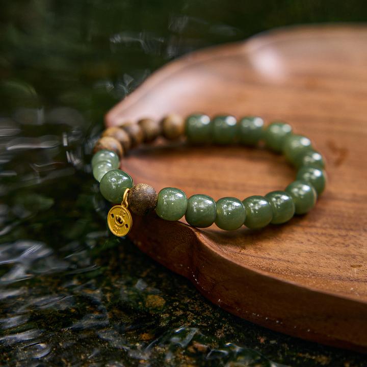 曦光里【纳金】原创设计和田玉天然手串手链情侣礼物玉手串