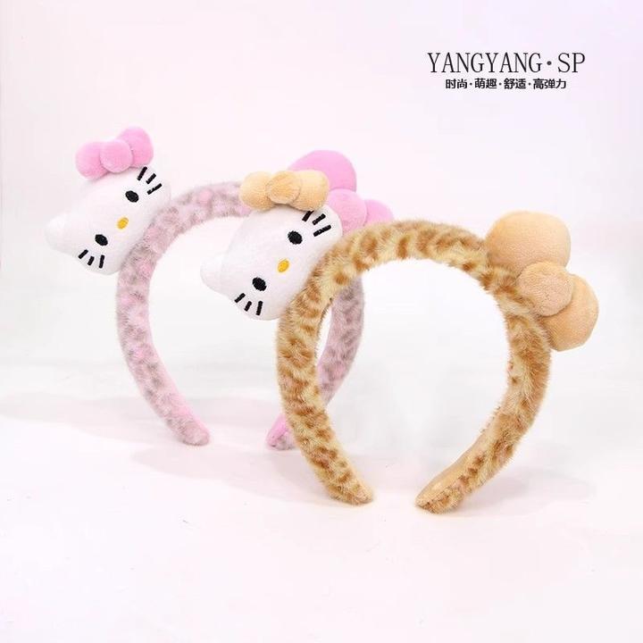 新款豹纹kity猫发箍可爱甜美高级感洗脸压发头箍少女拍照防滑头饰