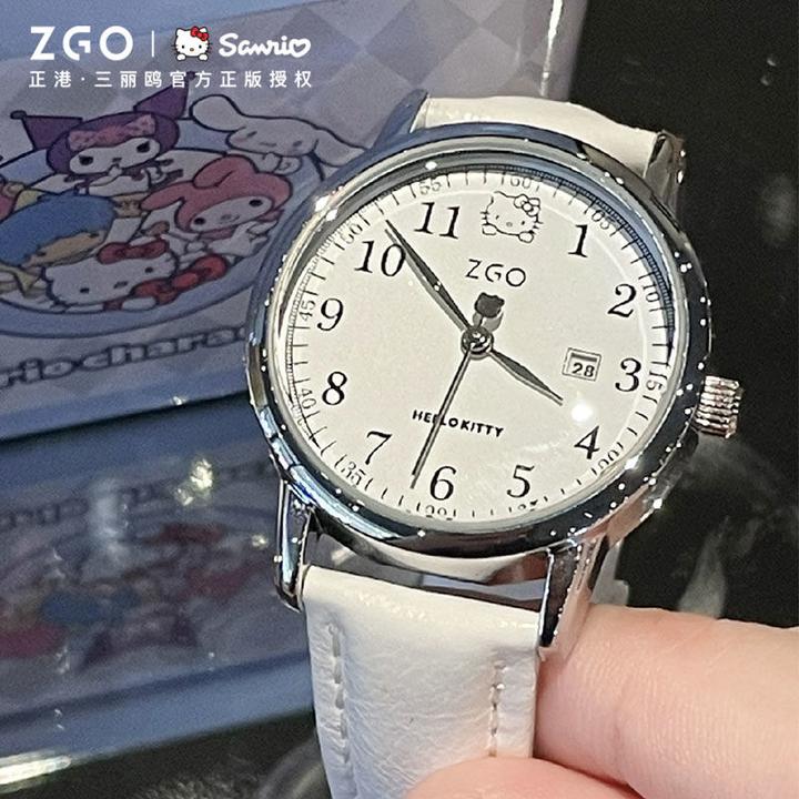 【指针式显示】正港x凯蒂猫手表女 简约防水带日历 初高中学生考