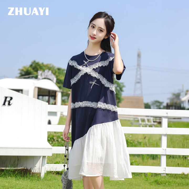夏季韩版轻薄设计感拼接蕾丝连衣裙显瘦裙子女（25222333）3