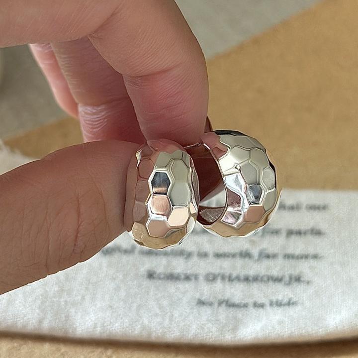 925银耳饰 韩版小众设计感复古CNC闪光时尚耳环韩式风个性耳饰品