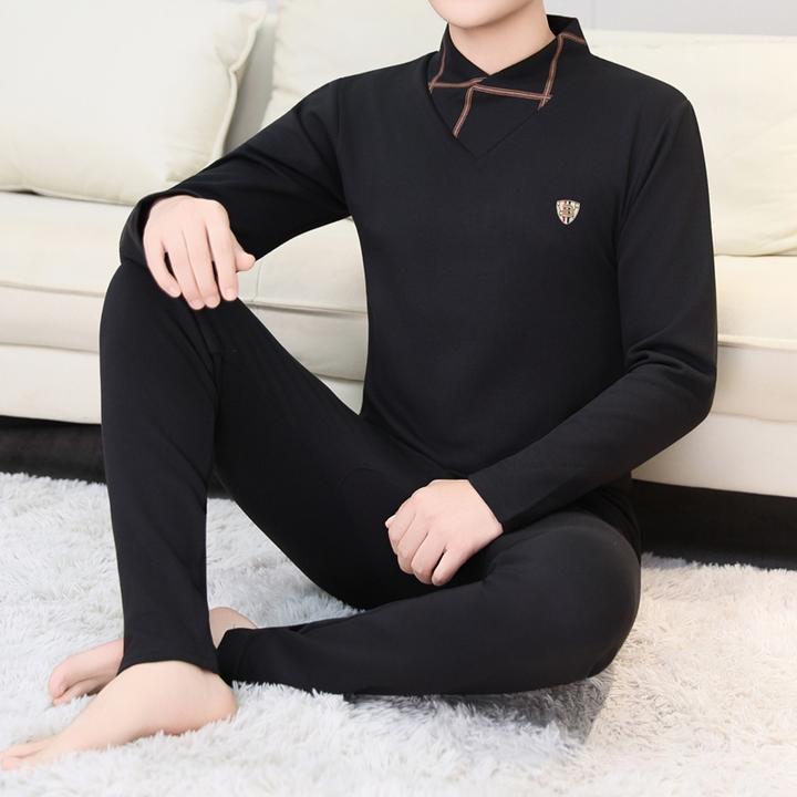 2026秋冬新款男士V领保暖内衣套装潮流欧货秋衣秋裤男装两件套潮