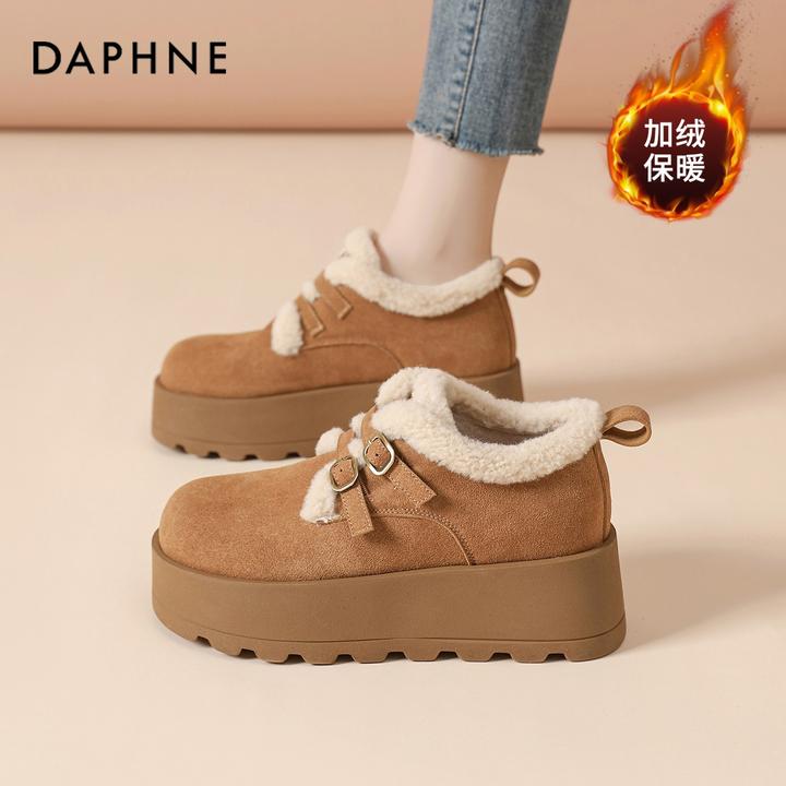 达芙妮棉鞋女冬季2025新款加绒加厚雪地靴厚底外穿土豆毛毛鞋勃肯