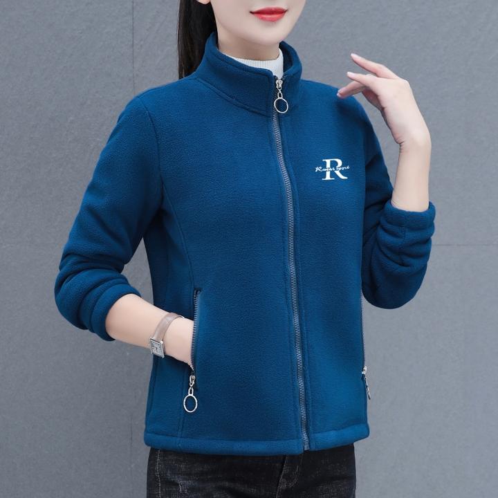 时尚摇粒绒女士短外套2025秋冬新款抓绒衣上衣小个子妈妈加绒卫衣