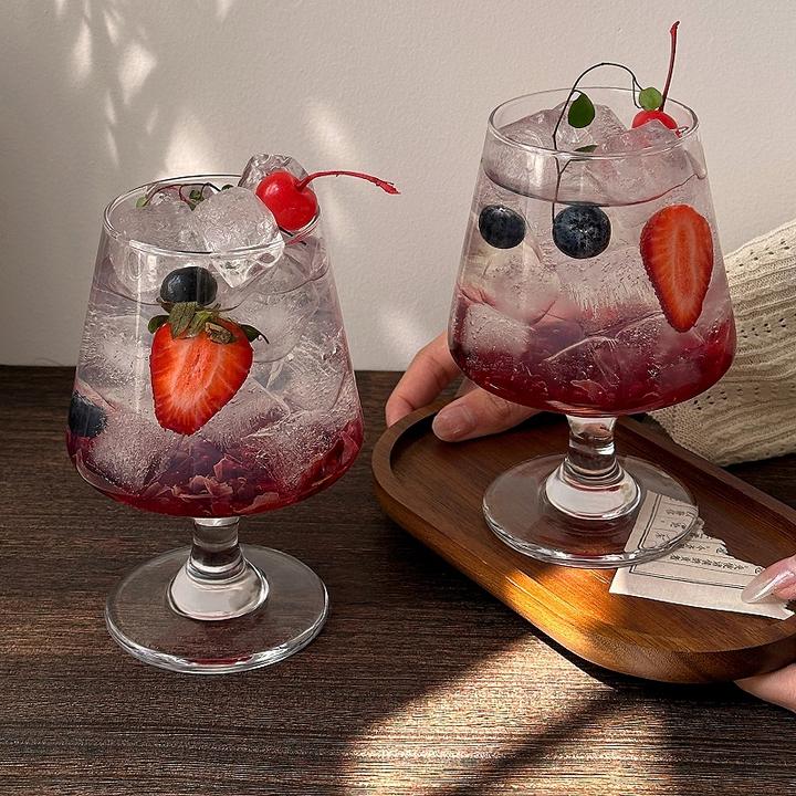 ins风矮脚玻璃杯鸡尾酒杯饮品杯苏打气泡水杯饮料调酒杯子轻奢感