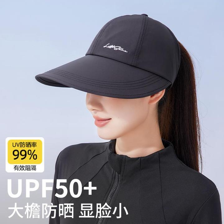 加大帽檐遮阳防晒帽女户外棒球帽男速干鸭舌帽空顶太阳帽可扎马尾