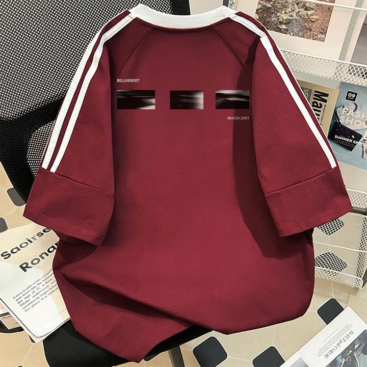 街头复古潮牌短袖t恤男2025年新款三条杆宽松百搭休闲半袖上衣服