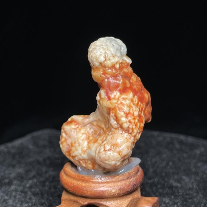 天然原石摆件像形石沙漠漆彩玉灵猴斗战胜佛像形