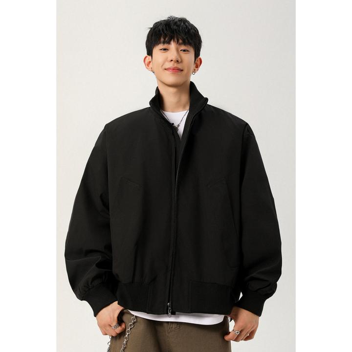 美式cleanfit黑色短款工装夹克男款秋季三防立领棒球服飞行员外套