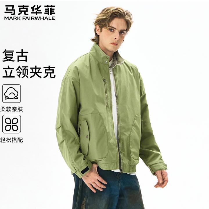 马克华菲户外立领拉链教练夹克男2025秋宽松工装复古上衣防风外套