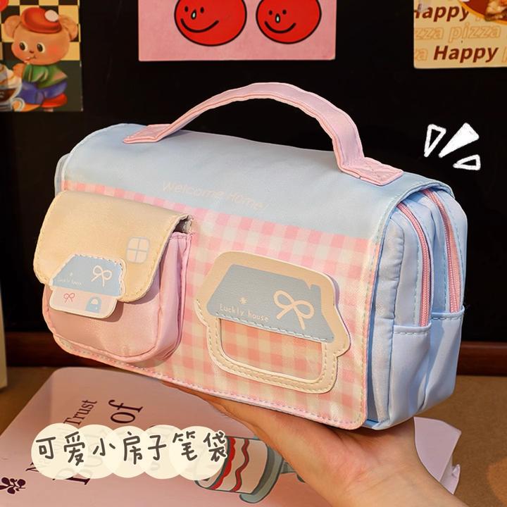 高颜值笔袋女生最新款初中小学生女孩大容量粉色ins风文具铅笔盒