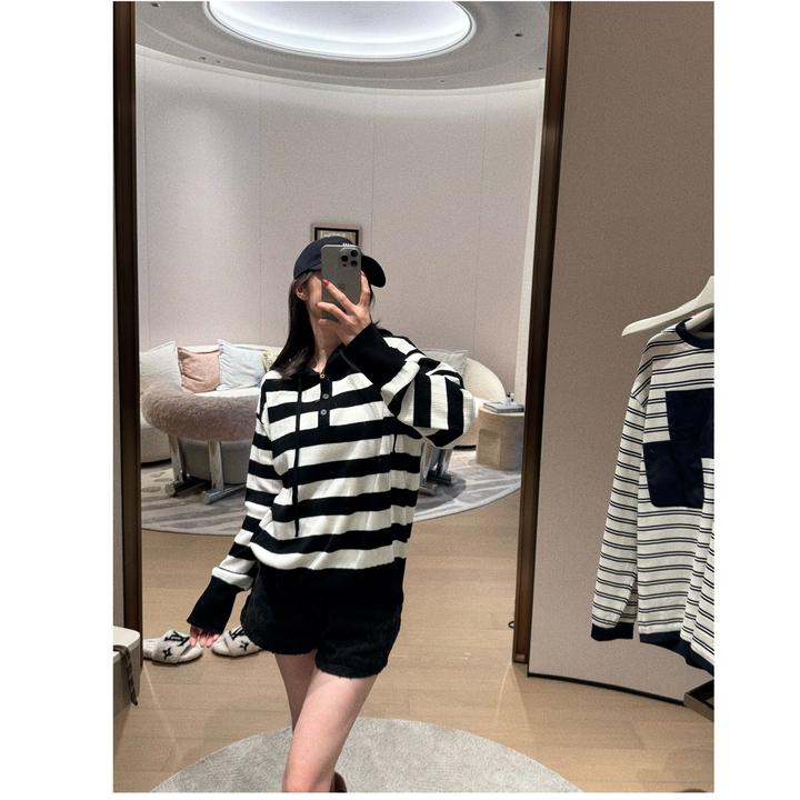 BETTER JOELAY-【黑白帽衫】含羊毛时尚百搭长袖针织衫LL6007