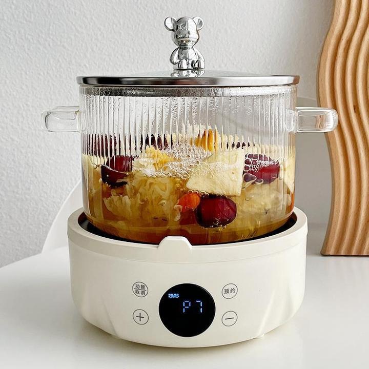 高硼硅小熊玻璃锅明火耐高温双耳奶锅电陶炉汤锅煮酒锅热粥炖汤锅