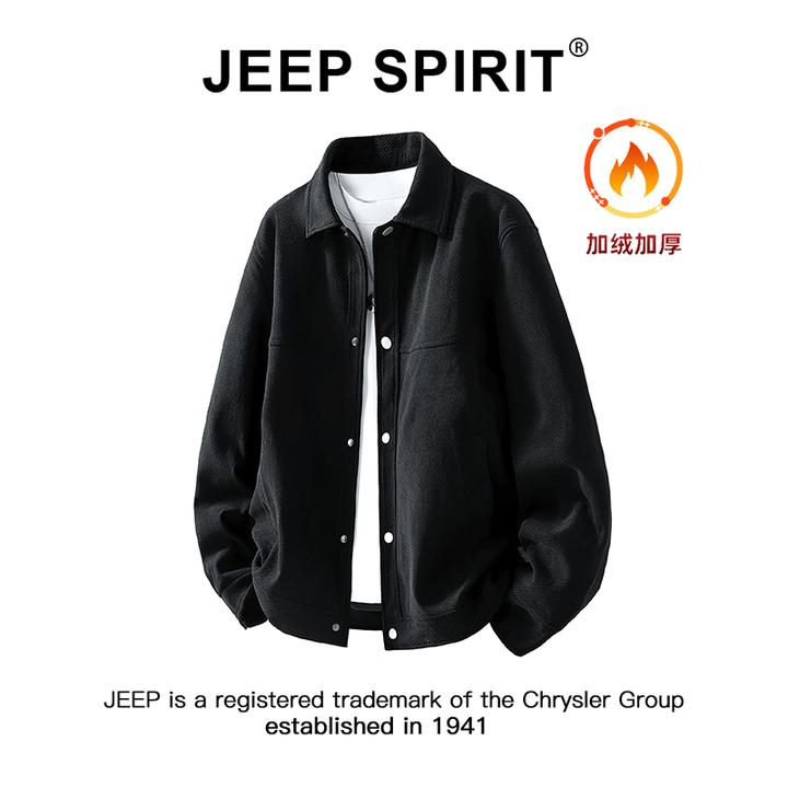 JEEPSPIRIT吉普港风复古加绒加厚翻领夹克男冬季新款美式休闲外套