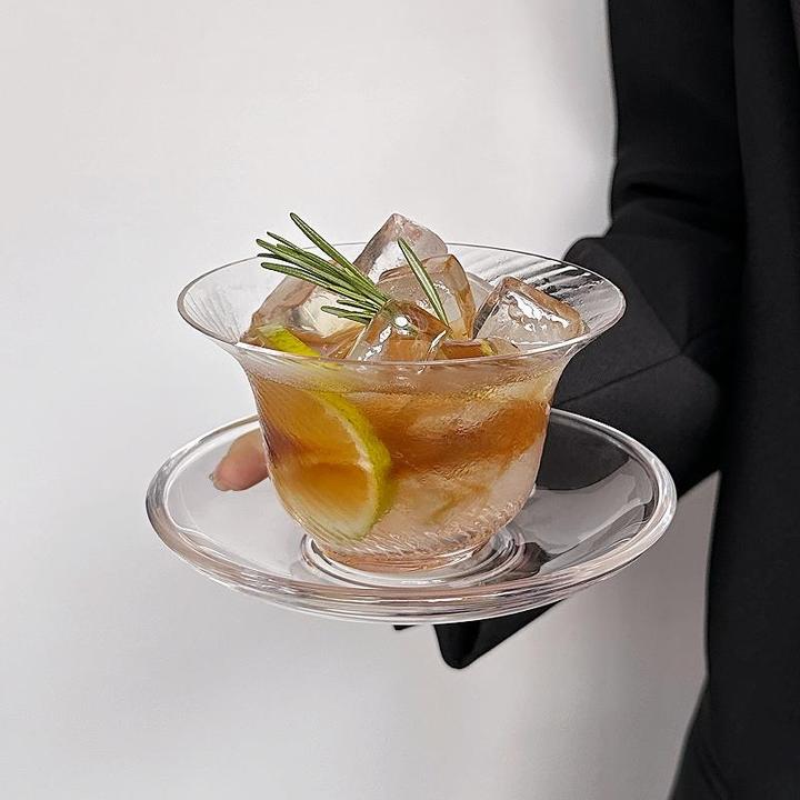 大圣功夫茶国风鸡尾酒杯中式茶杯玻璃杯复古咖啡杯碟古典冰球杯子