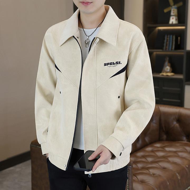 复古pu皮衣男款春秋工装夹克美式休闲机车服百搭青年外套潮牌上衣