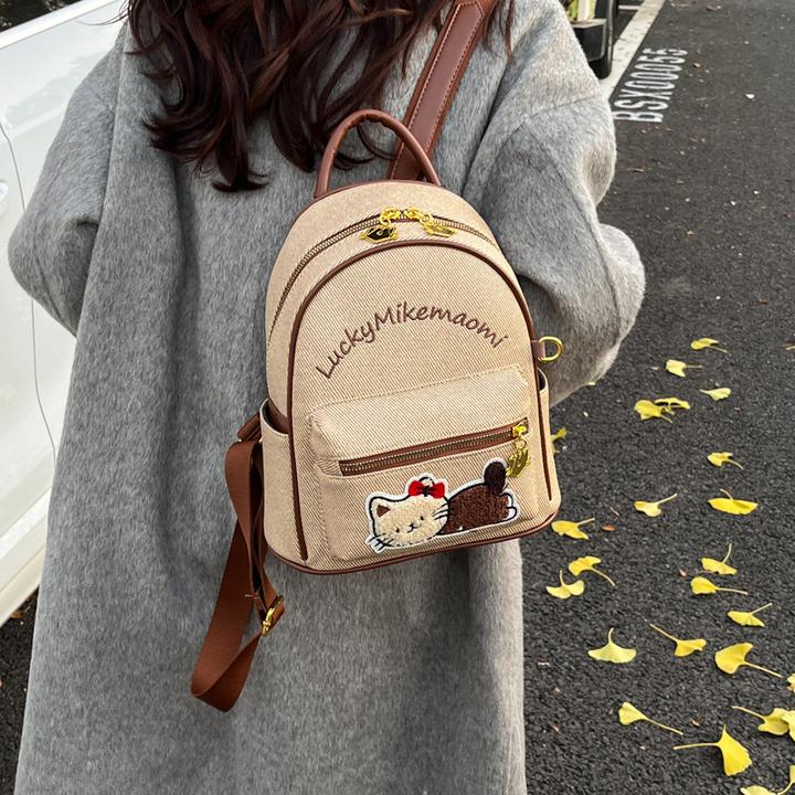 可爱小猫卡通双肩包女大容量学生小背包外出通勤包时尚轻便旅行包