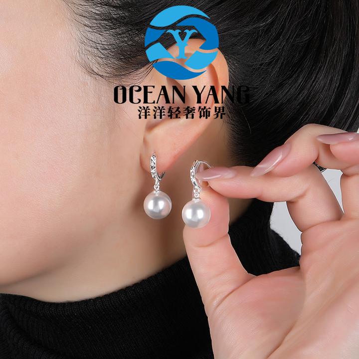 足银银制品 YyQs——999足银 12-14mm 车花款澳白色圆形耳扣