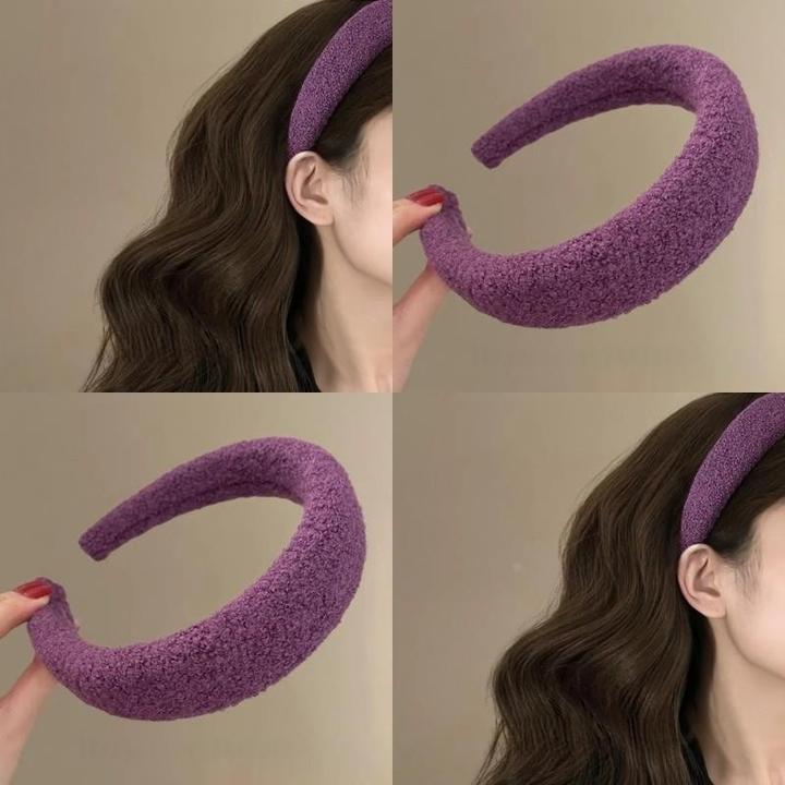 软糯葡萄紫~紫色毛绒发箍女感百搭高颅顶发箍发饰旅行发夹饰