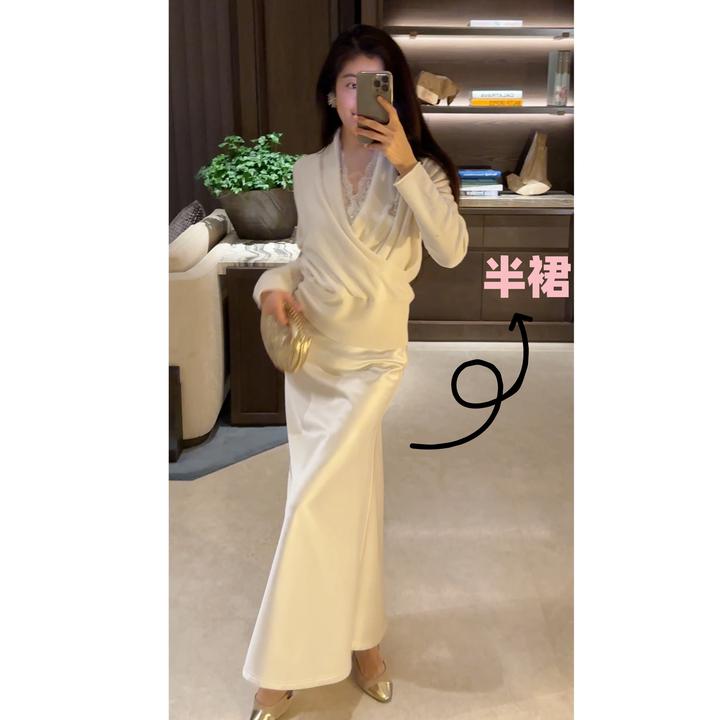 N.COU妮蔻25冬新款复古洋气优雅气质直筒高腰显瘦醋酸半裙DY23313