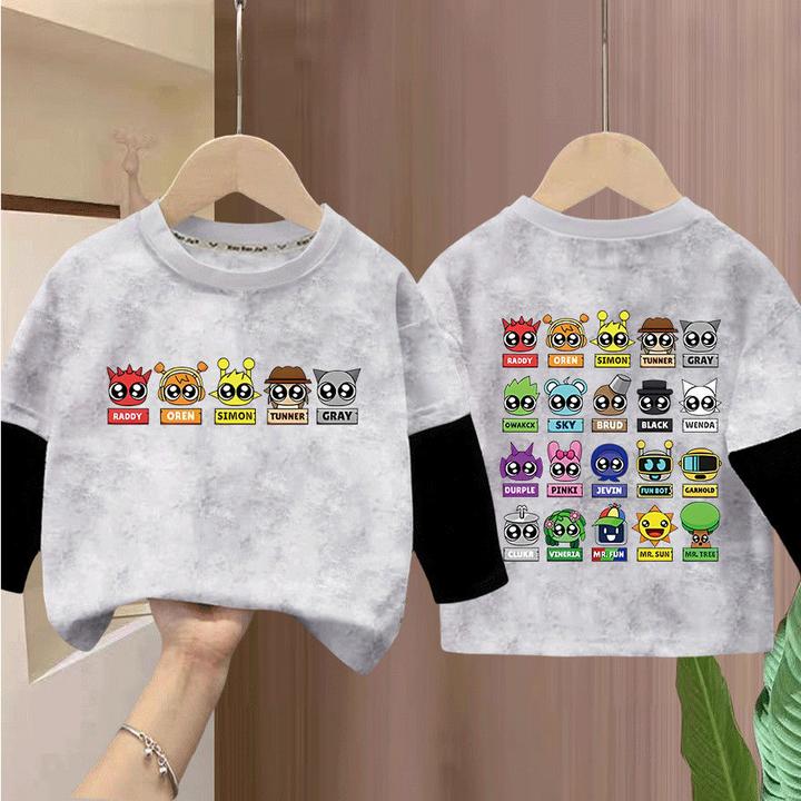 纯棉韩版男童扎染长袖T恤上衣中大童宝宝帅气时髦男孩潮酷上衣夏