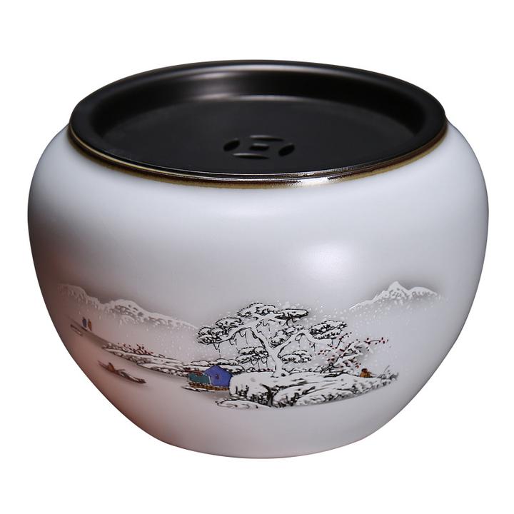 汝窑建水茶渣缸陶瓷家用复古干泡茶洗水盂废水缸功夫茶具茶道配件