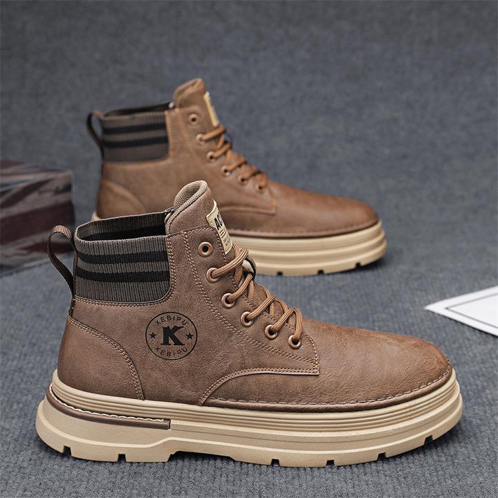 男款户外黑色马丁靴男士百搭潮流潮鞋厚底韩版秋季英伦时尚鞋子加