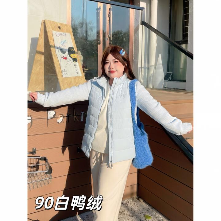 花契“北海道雪”大码女装简约200斤胖mm-90白鸭绒羽绒服13676-C