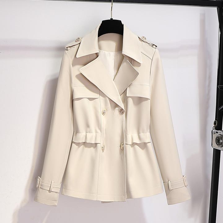 新款时尚气质抽绳短款风衣春秋休闲西装小个子纯欲慵懒风女装外套