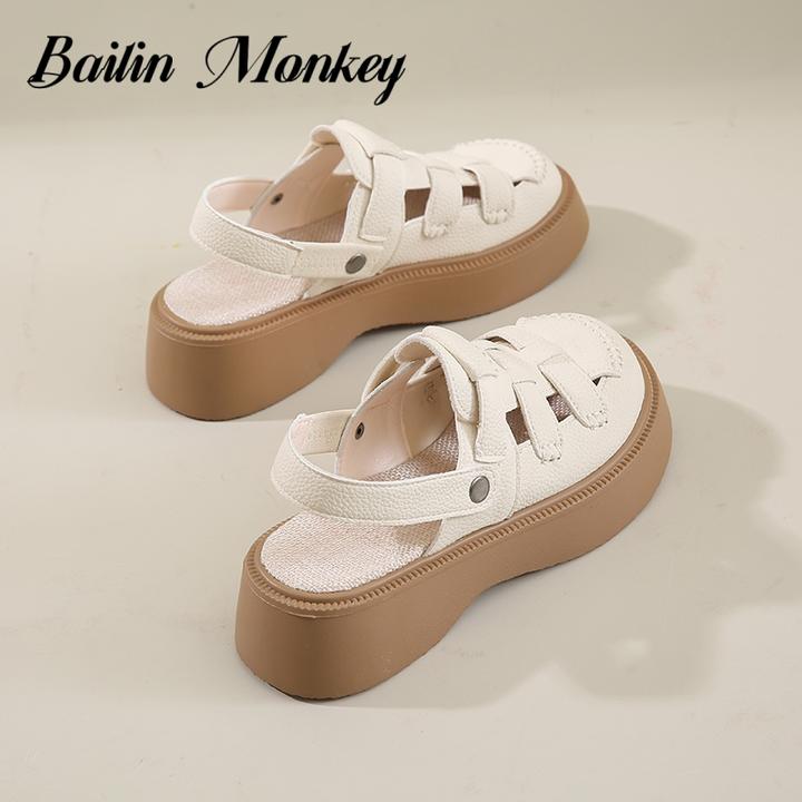 品牌小众包头时尚踩屎感罗马凉鞋女夏2025新款镂空外穿厚底半拖鞋