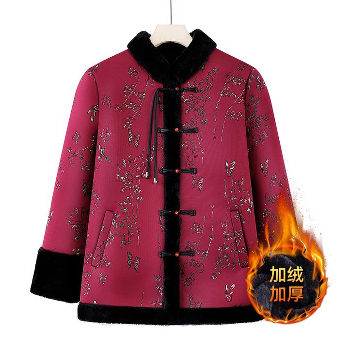 新中式中老年妈妈冬装棉服外套加绒加厚老年人棉衣国风保暖衣服