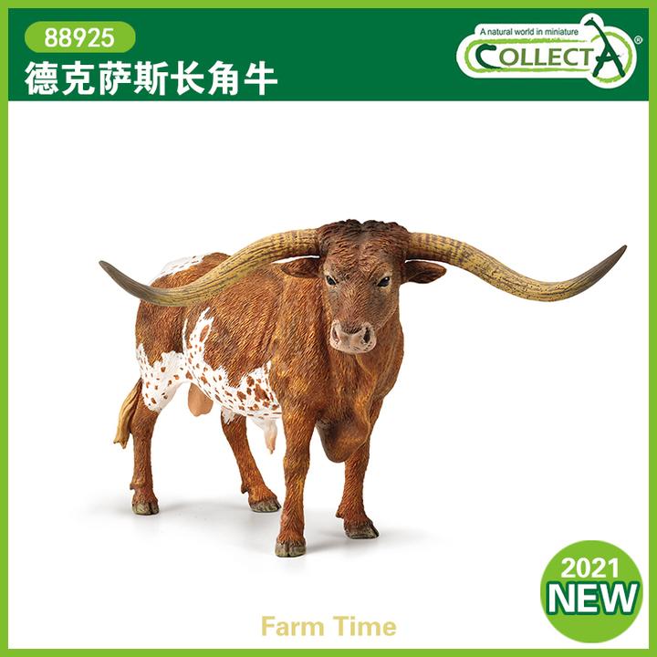 英国CollectA我你他农场动物模型玩具88925德克萨斯长角牛2021款