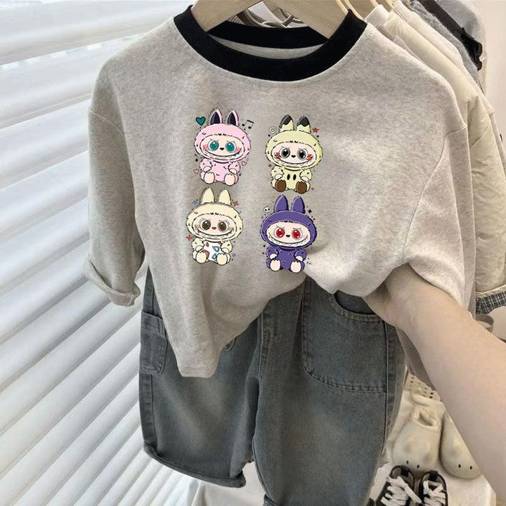 2025新款男童女童纯棉春秋卡通拉布宝宝T恤长袖儿童百搭上衣外穿t