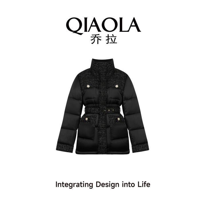 QIAOLA/乔拉【浮金摩登】秋冬季90白鸭绒立领小香风洋气羽绒服预售