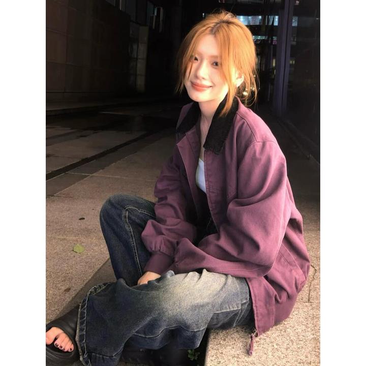 早秋别致紫色女式工装夹克2026新款秋季高端超好看的小上衣