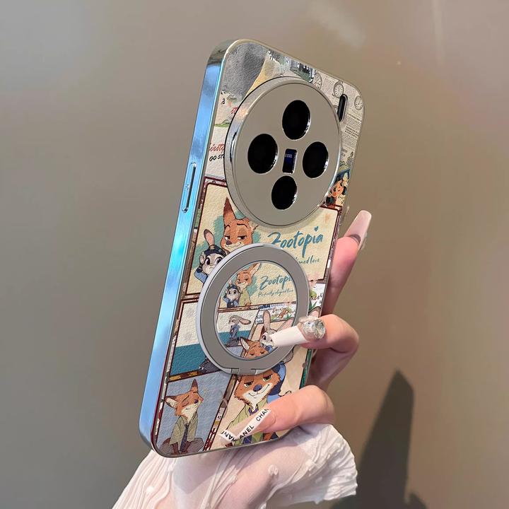 狐狸兔子适用vivox200ultra手机壳x200s小羊皮电镀新款旋转支架