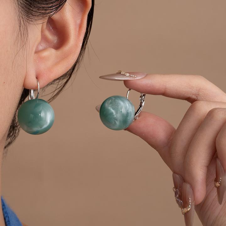 锌合金无非金属耳饰 渐变蓝海秘境圆形硬糖耳环夏日小清新甜美耳