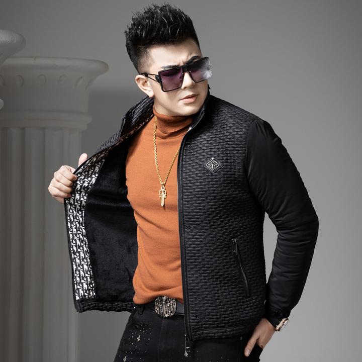 2025冬季新款潮流徽章立领棉服男士休闲保暖外套加绒棉衣防寒服