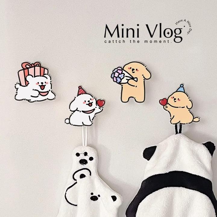 【热销款】献礼小狗厨房挂钩免打孔粘贴式浴室无痕粘钩卫生创意卡通