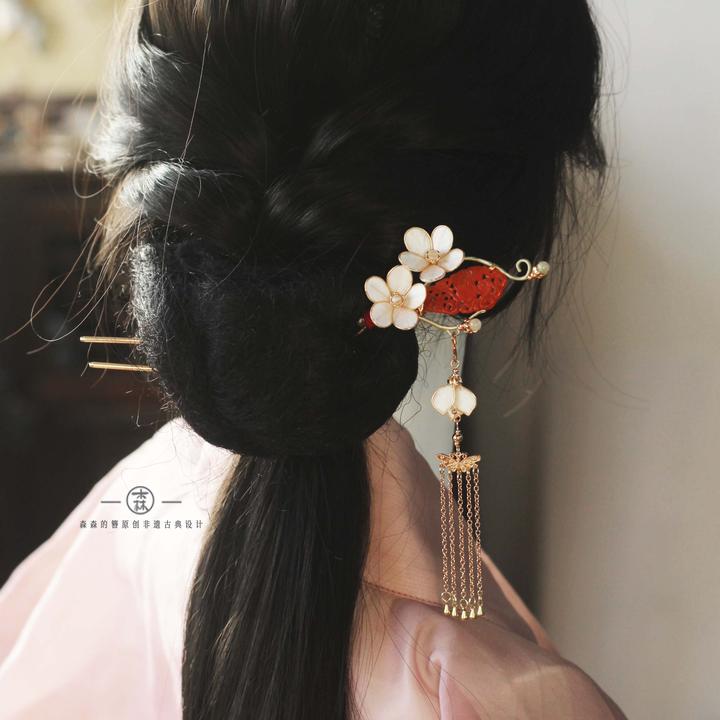 森森的簪 枫丹白露丨原创非遗绒花 新中式盘发簪古风流苏发饰