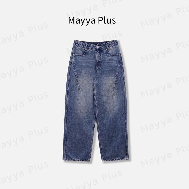 【口碑牛仔】Mayya Plus麦芽定制高腰百搭休闲直筒牛仔裤子32536818