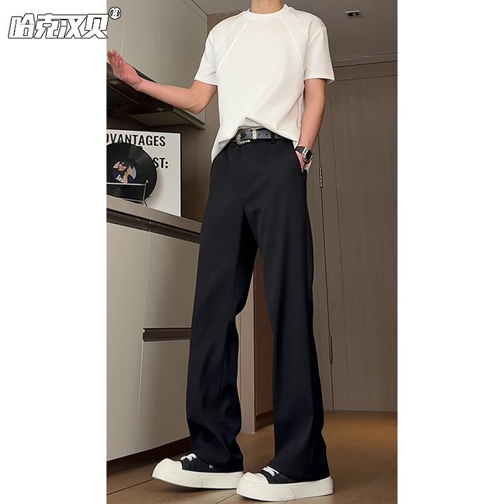 窄版显瘦西裤男女同款早秋cleanfit直筒垂感休闲裤黑色百搭长裤子