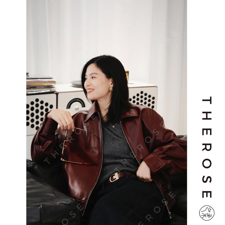 之柔【离火之年】时尚进口小牛皮复古皮衣外套气质女士潮流长袖夹克