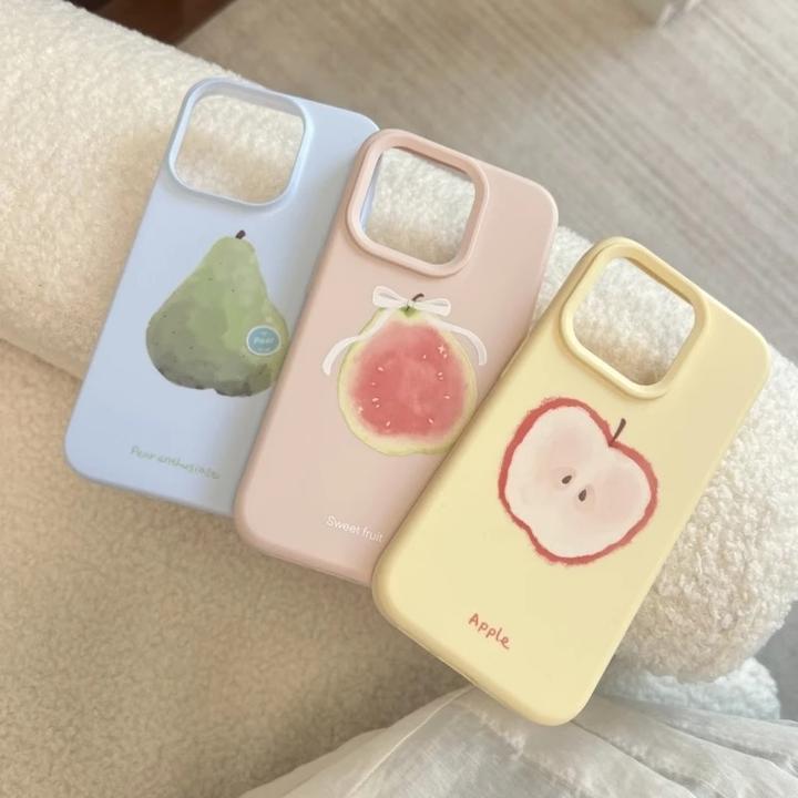 夏日水果插画适用iPhone16/15promax手机壳苹果14液态13小众x新款