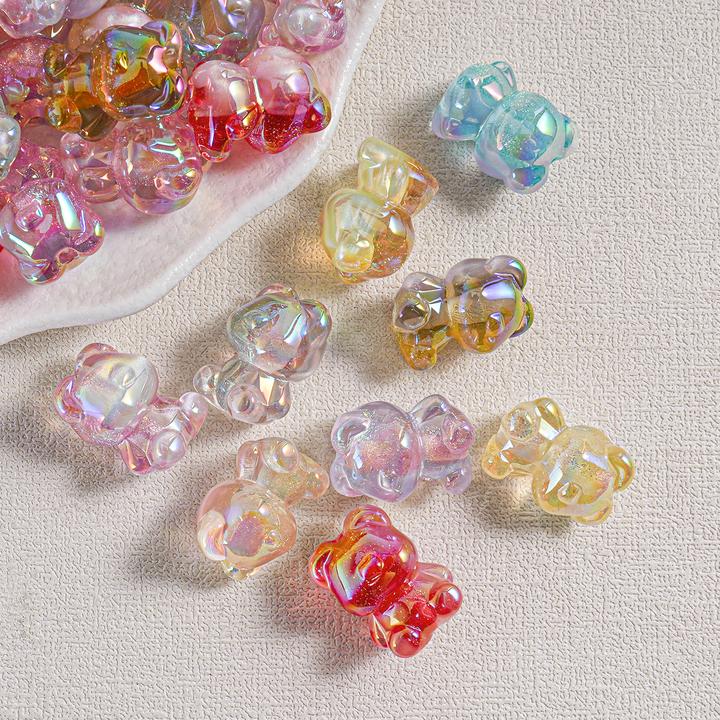 【海家】EG0277烟雨朦朦1.5直孔小熊DIY饰品配件透明