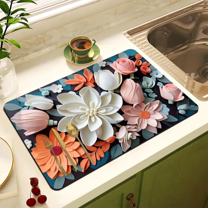 厨房沥水垫硅藻泥桌面茶几吸水垫田园清新风防烫隔热垫直供