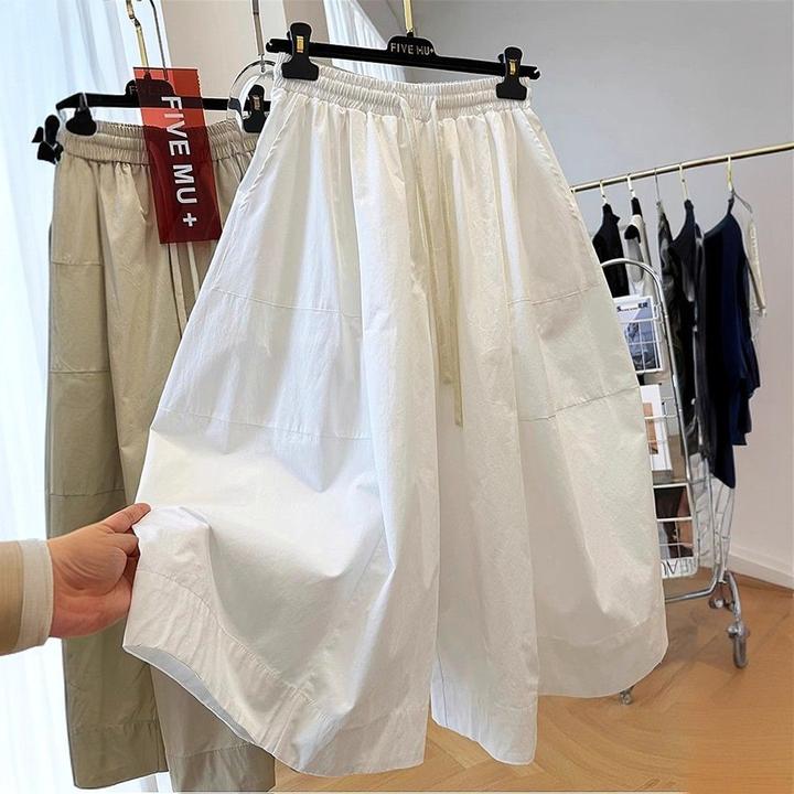 慵懒风松弛感宽松大裤脚阔腿裤女夏季薄款裙裤七分裤巨好看的裤子