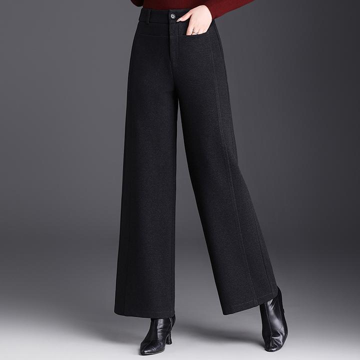毛呢阔腿裤女秋冬加厚2025新款高腰宽松女士裤子垂感直筒长裤