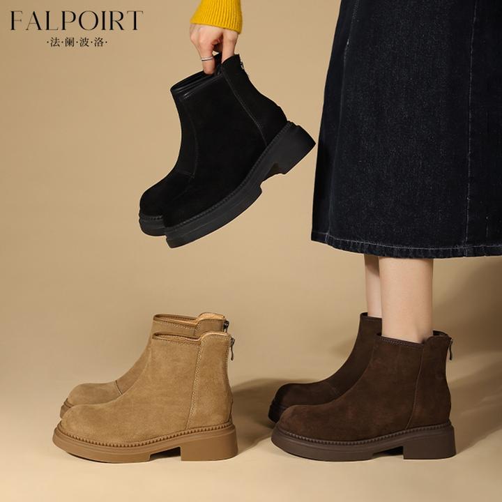 FALPOIRT内增高小个子厚底马丁靴女2025秋冬加绒英伦风切尔西短靴