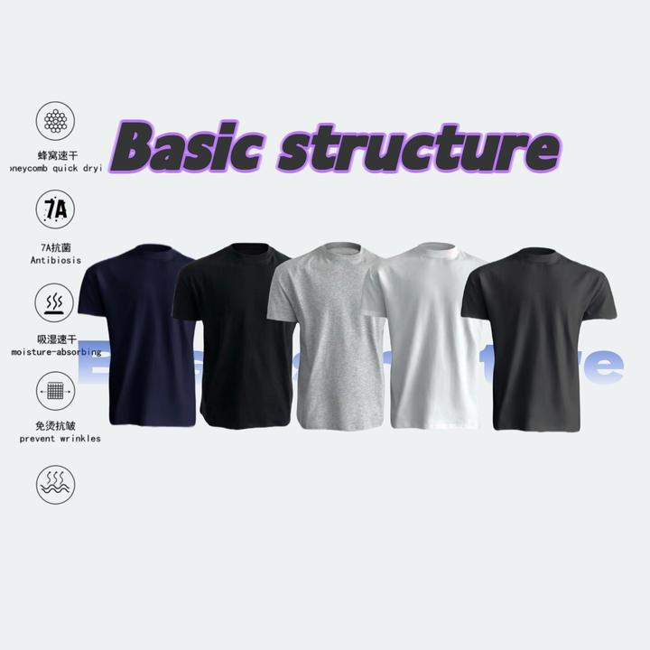 显壮遮肉收袖正肩爆袖蜂窝科技凉感透气圆领吸湿休闲速干